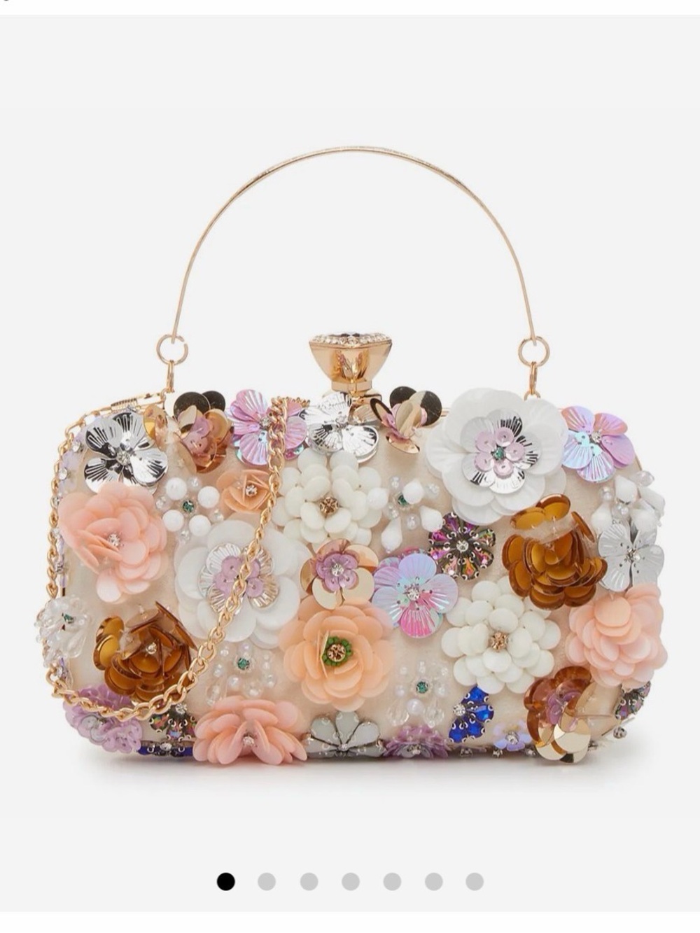 Kelly & Katie Floral Embellished Clutch in Peach, Ivory and Gold